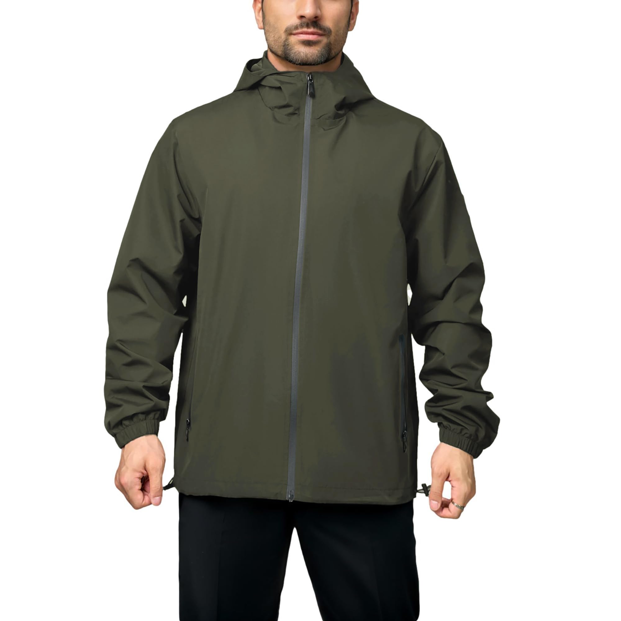 congluoki Rain Jacket Men Waterproof Windbreaker Lightweight Hooded Casual Coat for Daily Hiking Cycling Coat