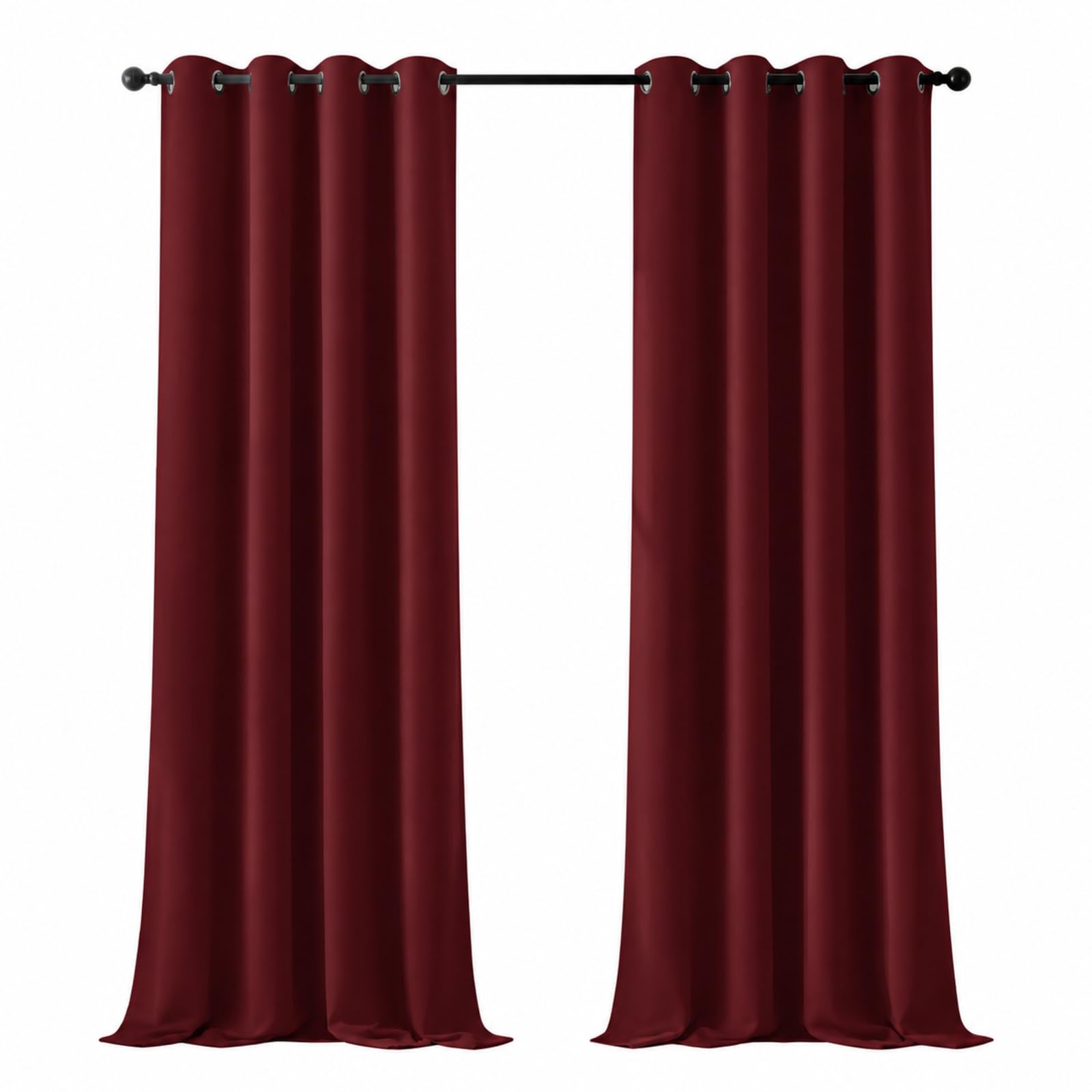 Deconovo Thermal Blackout Curtains for Bedroom and Living Room, 2 Pieces | 140 x 245 cm, Dark Red, with Eyelets, Cold and Heat Insulating, Light Reduction and Greater Privacy