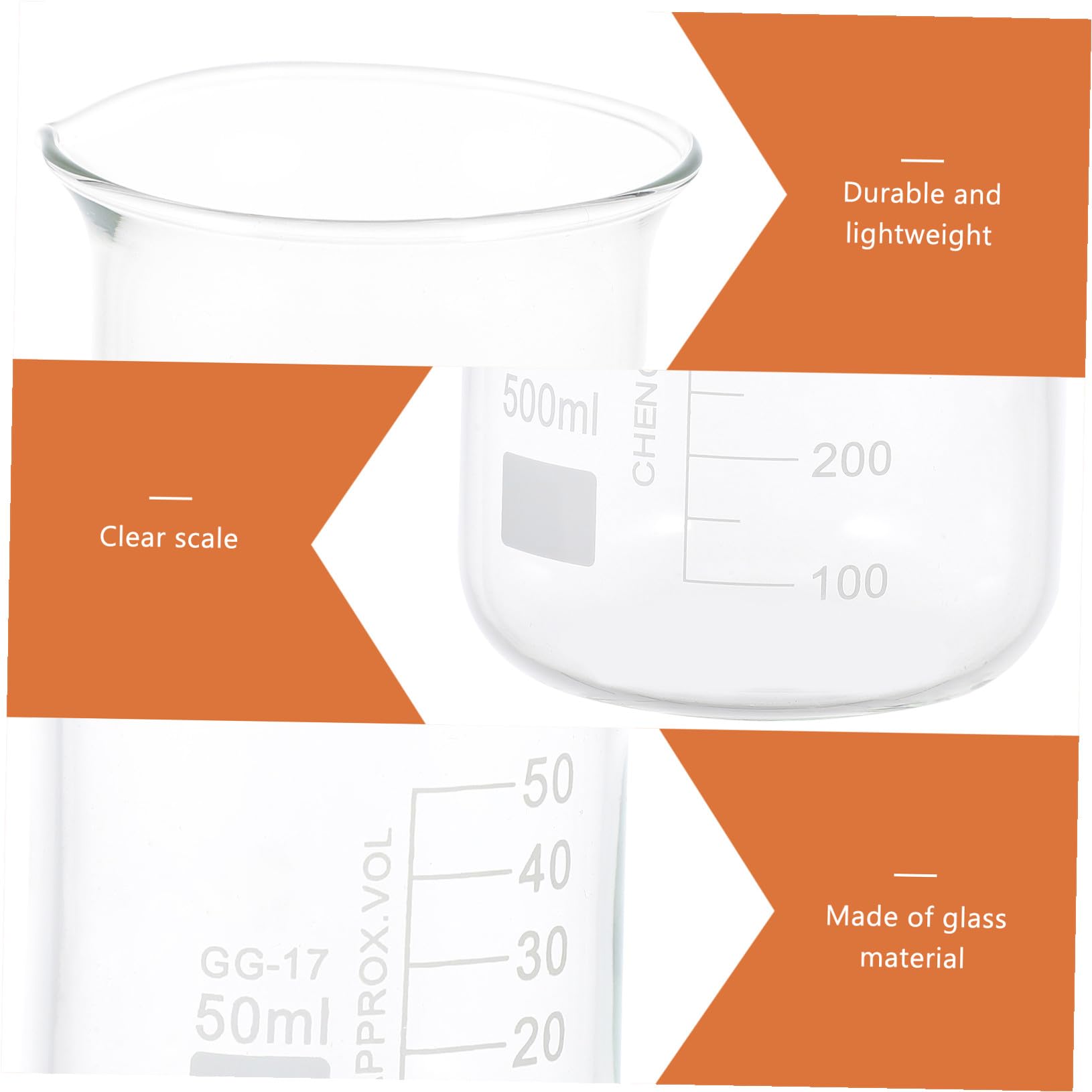 Homoyoyo 5pièces Béchers De Laboratoire Verre Transparent Gobelets Doseurs Gradués Pour Mesure Précise Outils De Mesure Pour Expériences