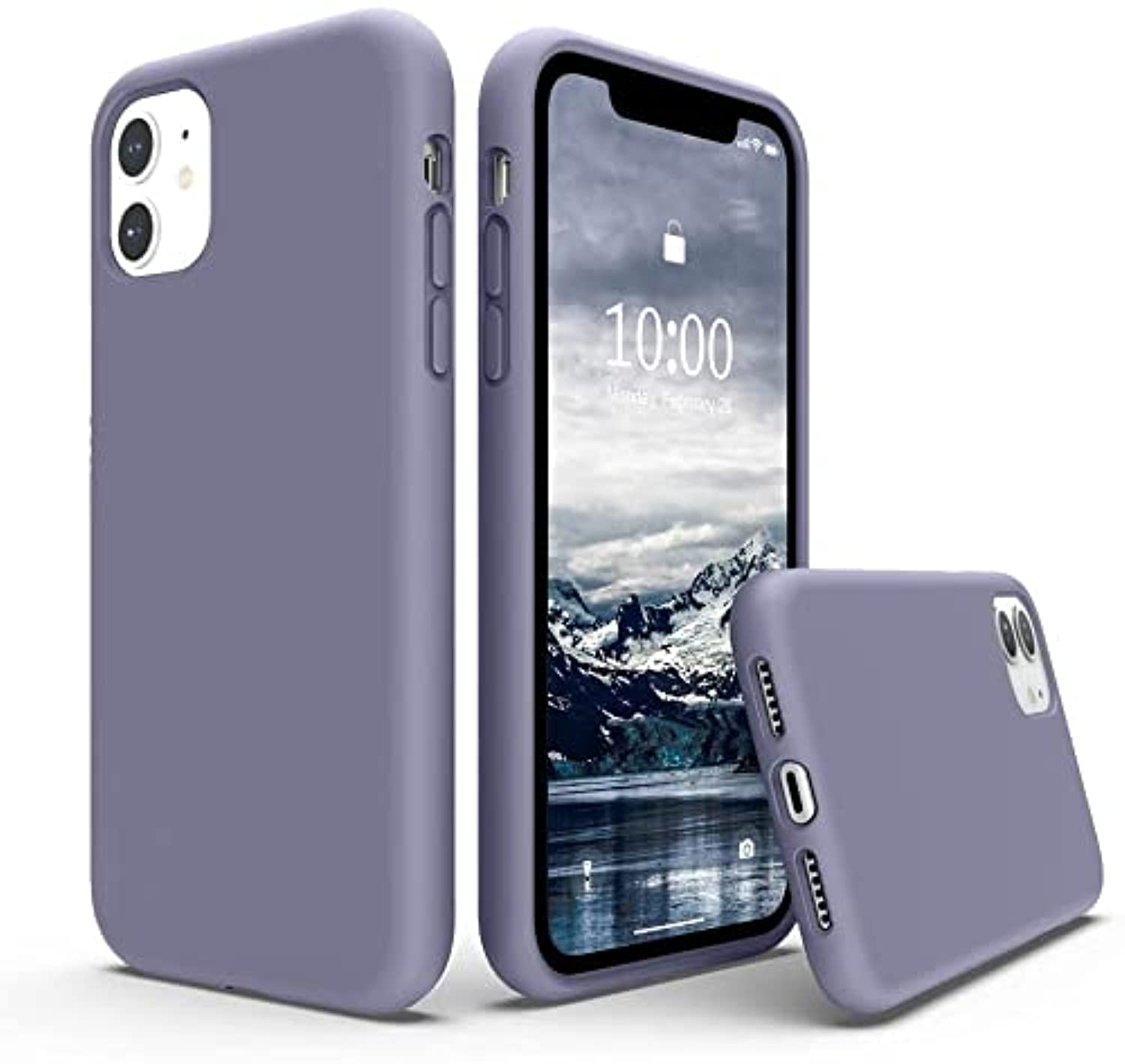 NC Liquid Silicone Full Body Protective Phone Cases with Microfiber Lining for Apple iPhone 11 2019 ( Lavender Gray)