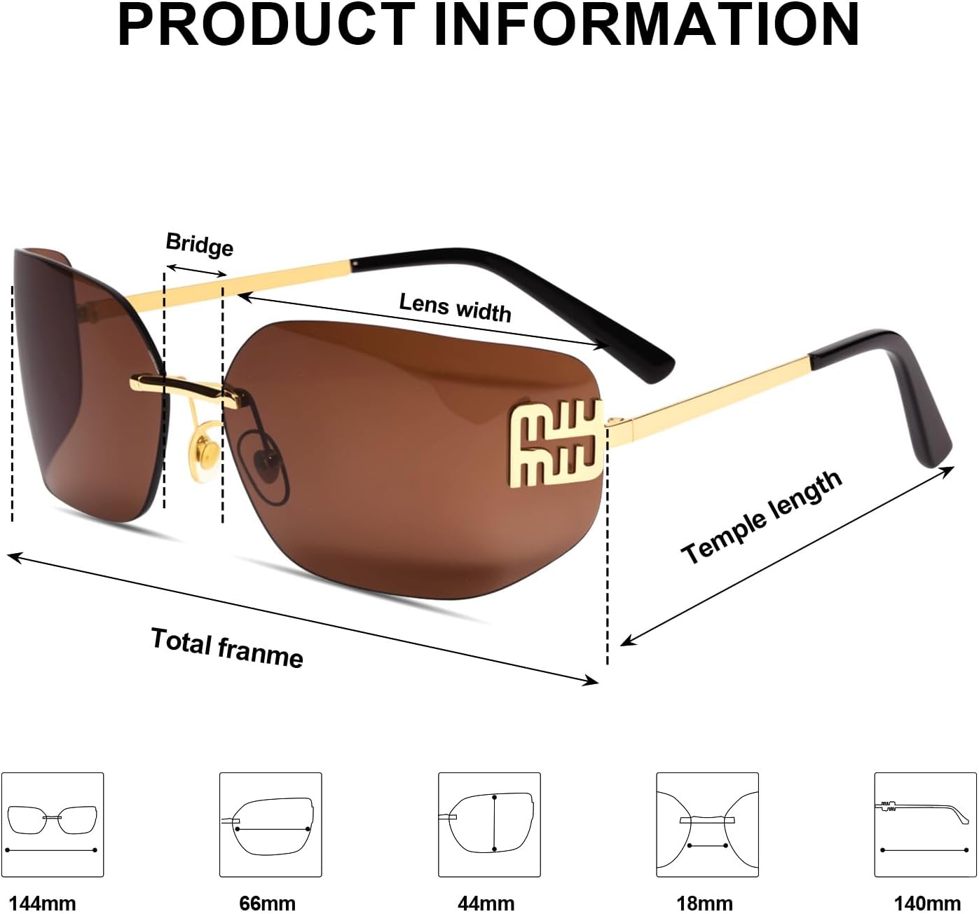 AICase Futuristic Rimless y2k Sunglasses for Women Men Fashion Wrap Around Frame 2025 Trendy Chic Shield Frameless Miu Designer Sunnies UV400 Protection - Image 4