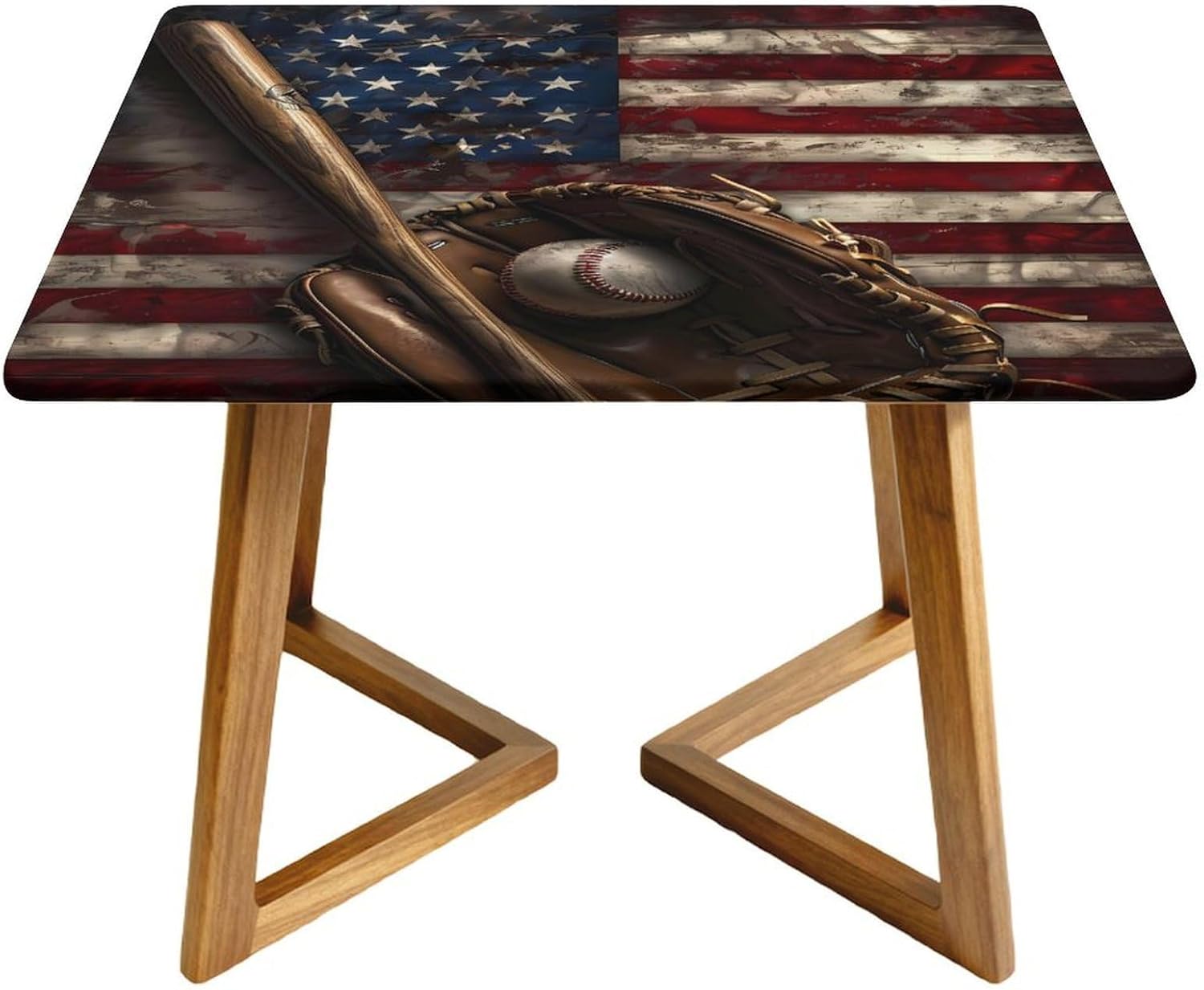 USA Flag Baseball Bat and Ball Print Square Tablecloth Print Table Cloths Table Cover Wedding Party Holiday Decor
