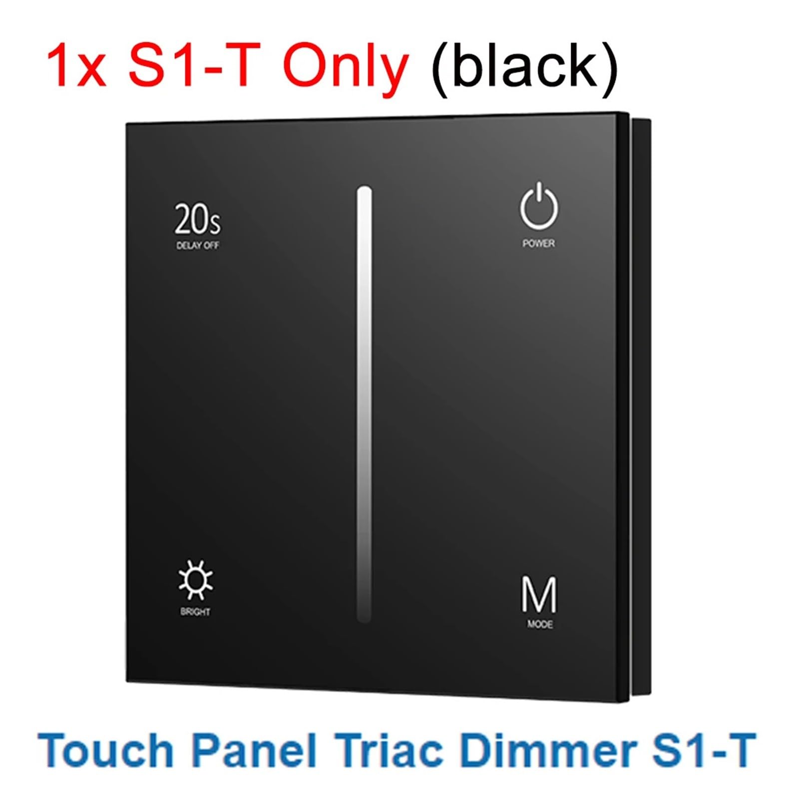 Atenuador Triac de CA S1-T, cristal táctil de alta intensidad, modo degradado de 86 paneles, adecuado for luces LED regulables de CA 110V 220V(S1-T (Black) Only)