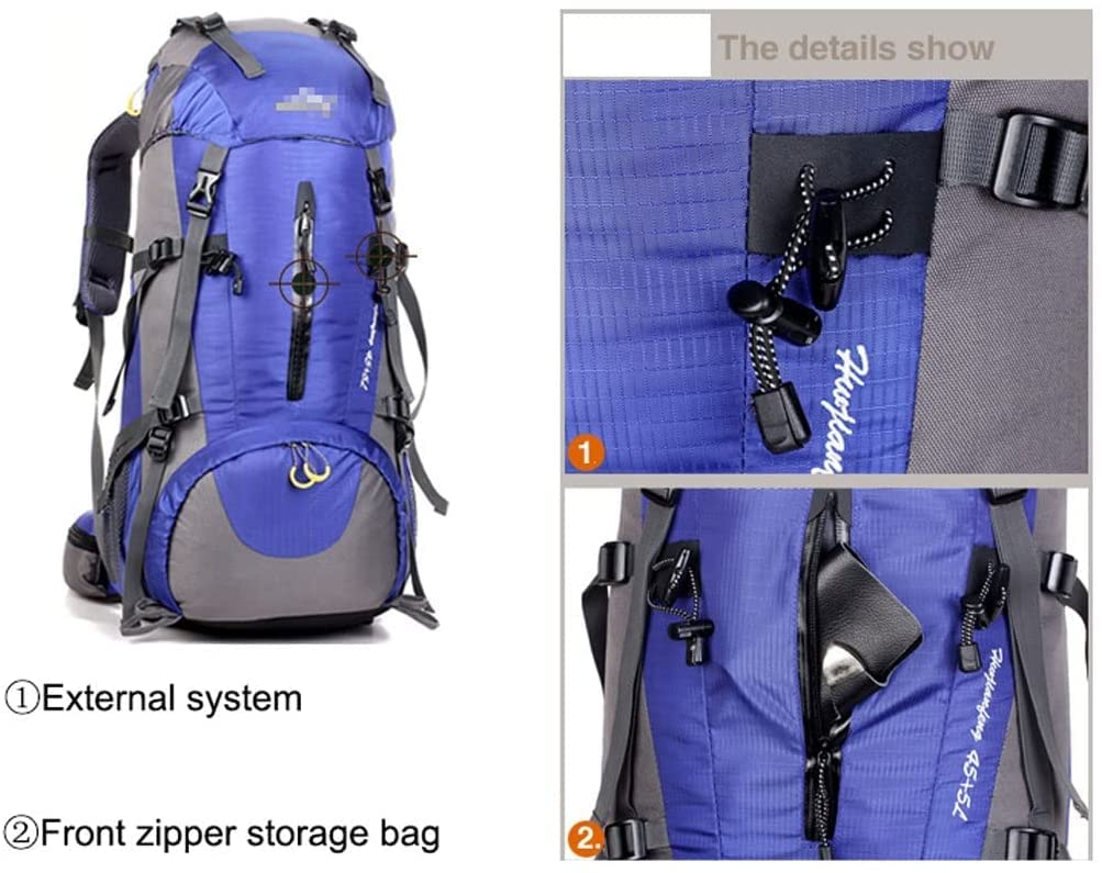 Bequemer 50 l Wanderrucksack, große Kapazität, Sport-Camping-Tasche, Tagesrucksack, stark und langlebig, leichter Outdoor-Rucksack für Damen und Herren, Reise