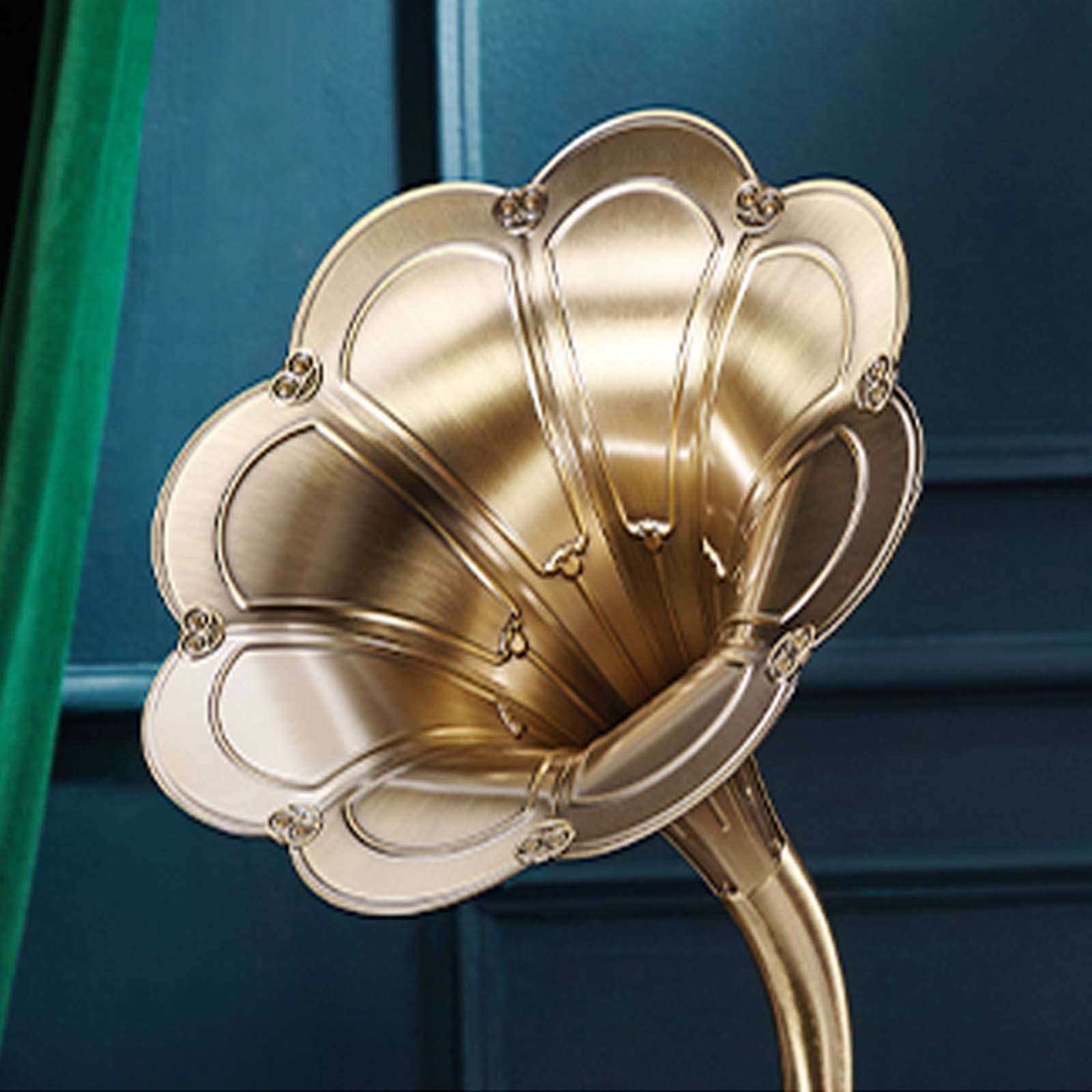 Giradischi Retrò Giradischi, Fonografo Classico In Alluminio, Giradischi In Vinile 33/45/78 Giri/min, Supporto 7"/10"/12"Dischi In Vinile, Clacson In Rame, Telecomando, Ingresso Aux-in/USB/F(Color:B)