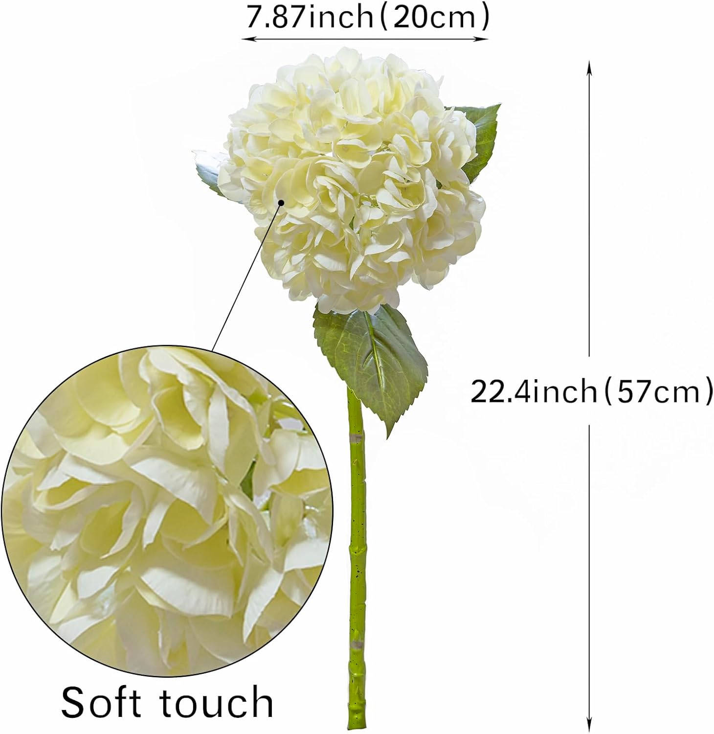 DUYONE 4pcs 22.4'' Realistic Large Artificial Hydrangea Flowers with Long Stem,Lifelike Latex Soft Flowers for Home Decor Wedding Arrangements Party Living Room Bouquets Centerpieces