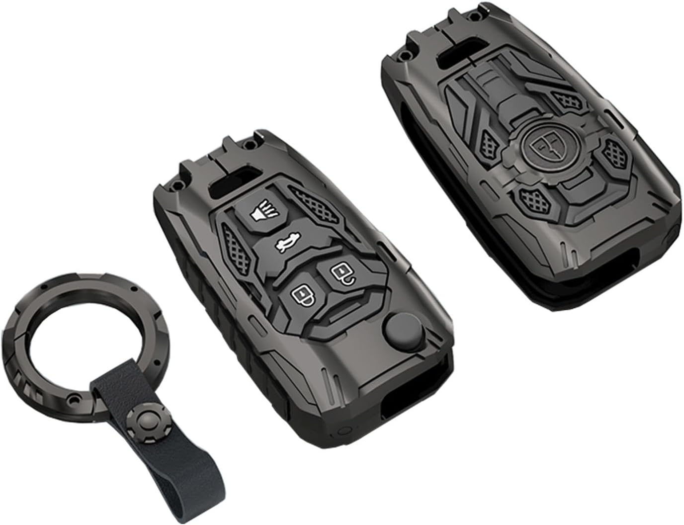 Heavy Key Fob Cover for Chevy, Key Fob Case with Keychain for Chevy Cruze Equinox Camaro Impala Malibu Sonic Buick Regal Verano Encore Lacrosse GMC Terrain 2010-2019 (Black)