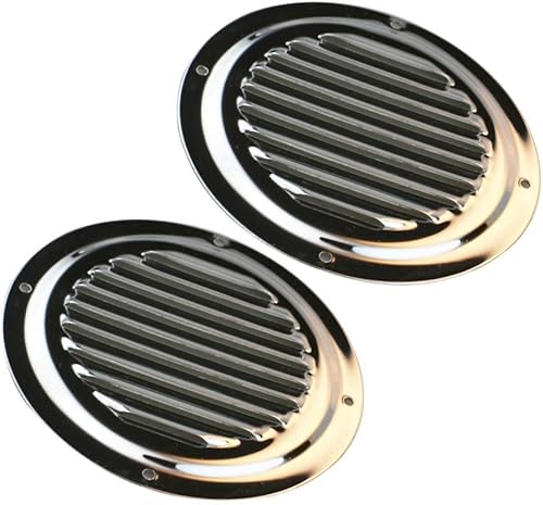 Ventilación redonda con listones de ventilación, ventilación de barco marino, ventilación de acero inoxidable, paquete de 2 unidades (4 pulgadas  5