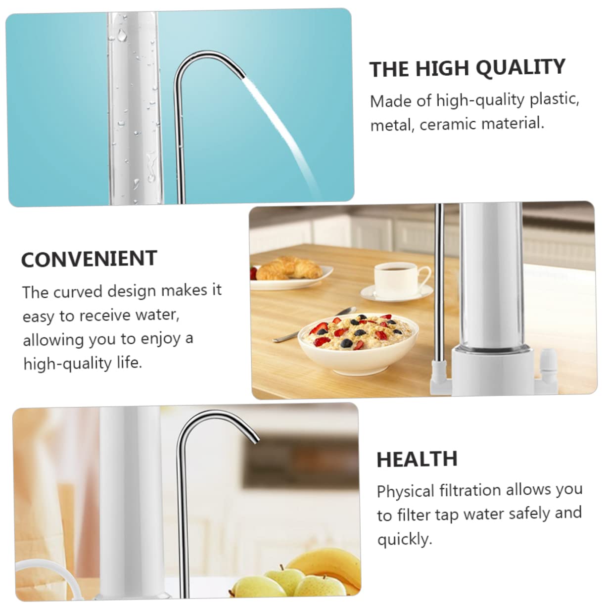 jojofuny Purificateur D'eau du Robinet Cuisine, Filtre à Eau Potable pour Usage Domestique, Installation Simple, D'adaptateurs