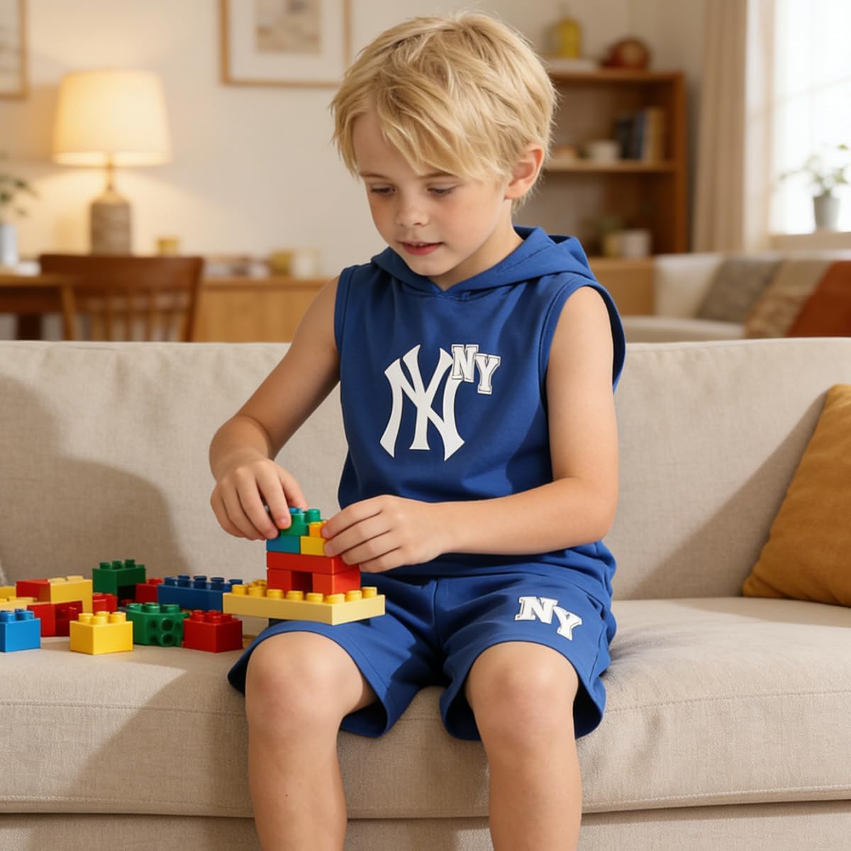 Boys Summer Clothes Hooded Sleeveless Tank Tops Workout Shorts 2 Piece Set Fashion Outfits 5-14 Years