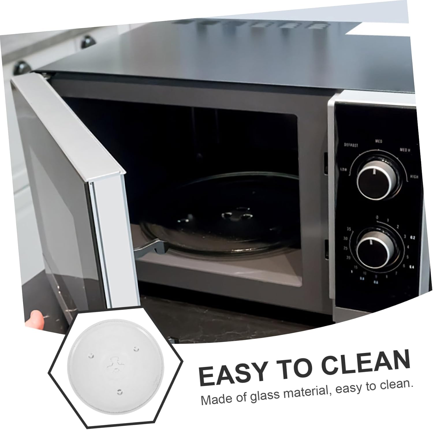Microwave Glass Turntable Plate Y-shaped Base Replacement Tray for Easy Installation and Cleaning and Sturdy Glass for Microwave Ovens