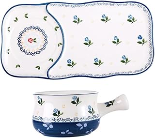 Hand-painted Ceramic Dinnerware Set American-style Plates and Bowls Decorative Dinner Tableware for Breakfast and Dining