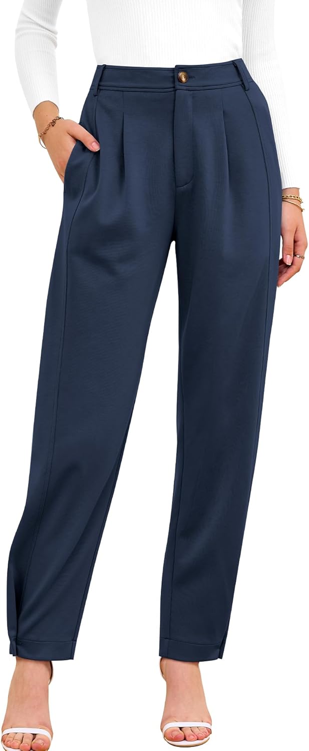 BTFBM Women’s Pants Spring Fall 2026 Casual High Waist Trousers Tapered Slacks Pockets Dressy Business Work Outfits