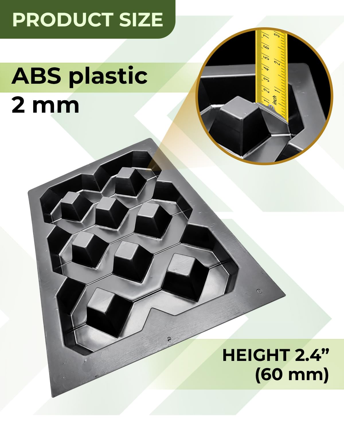 BETONEX Moule à ciment en plastique ABS de 2 mm pour pelouse – Pavé réutilisable – Moule à pavés en béton prémoulé – Moulage de chemins de jardin, allée, trottoir