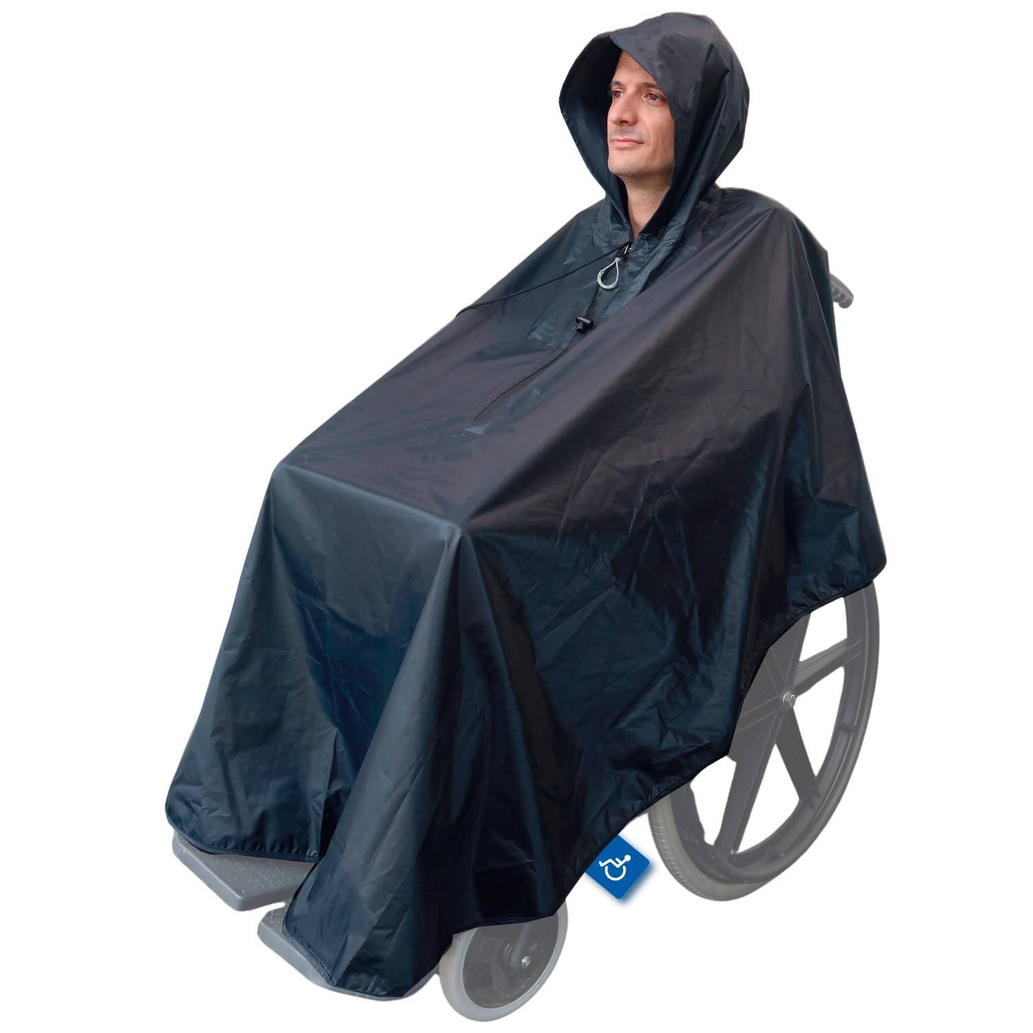 Actioncare Navy - Waterproof Wheelchair Poncho - Adult Standard - Wheelchair Rain Cape,