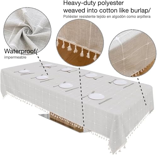 Miniatura 2 de Manteles de mesa de lino sintético gris para mesas rectangulares de 6 pies con capacidad para 6 personas. Manteles de mesa de tela para fiestas de 6
