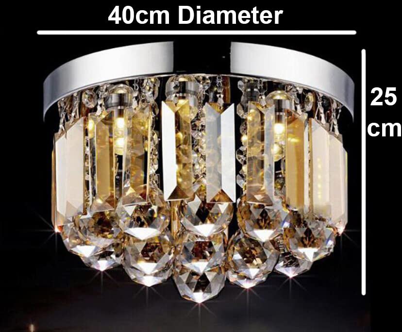Image of GA Crystal Glass Chandelier /Ceiling Light, Led Light, Crystal Chandelier for Banquet Hall, Living Room, Restaurants, Hotels, Temples (40cm)