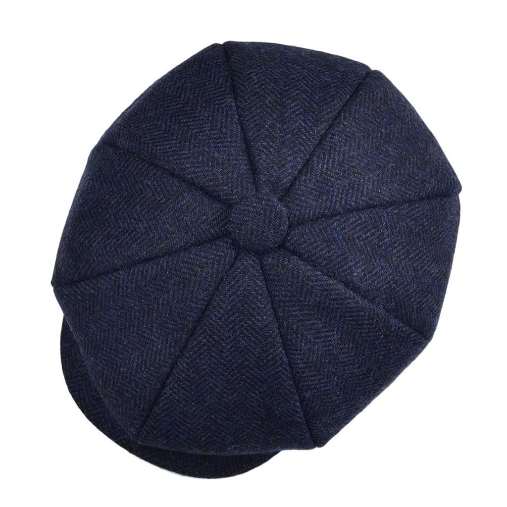 Chłopięce czapki gazeciarz mały rozmiar dziecięcy granatowy wełniany tweedowy płaska czapka maluch dziecięcy beret młodzieżowy (kolor: niebieski, rozmiar: 52 cm)