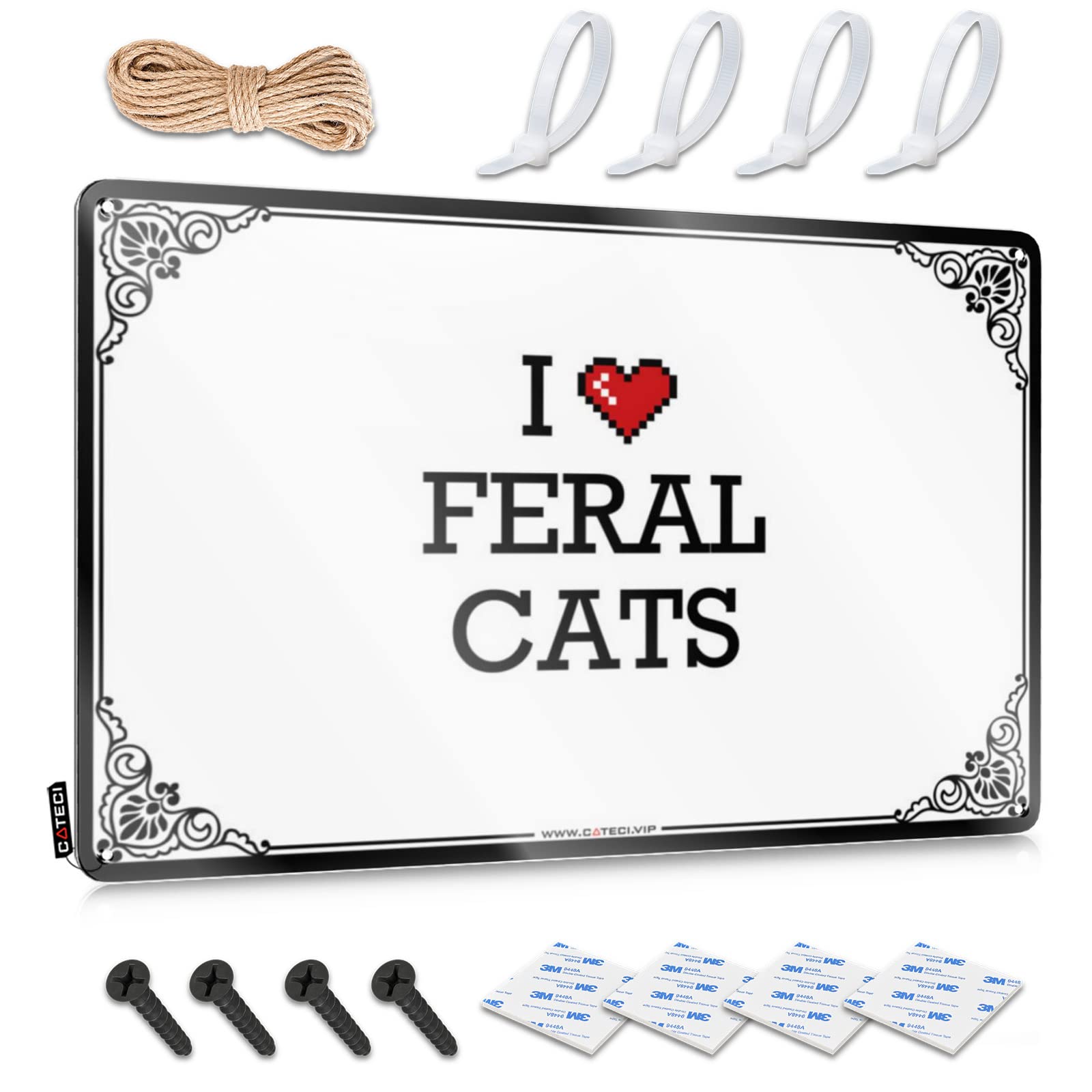 IBWNBBUSN Metal Signs For Home Decor I Love Feral Cats Tin Sign Bar Sign For Home Decor Metal Home Sign(20X30CM)