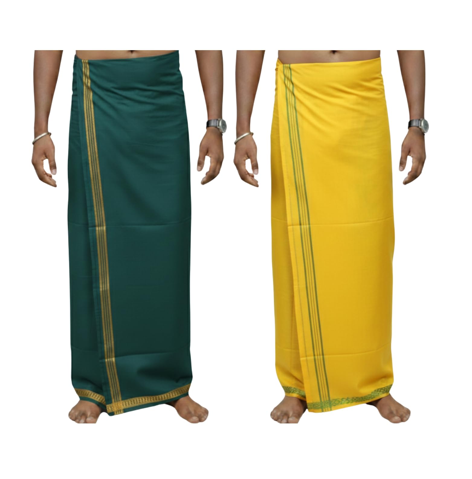 tharunsha elite 100% Cotton Men's Single Dhoti -2.00 Mtrs Lines Set 2-picture-43