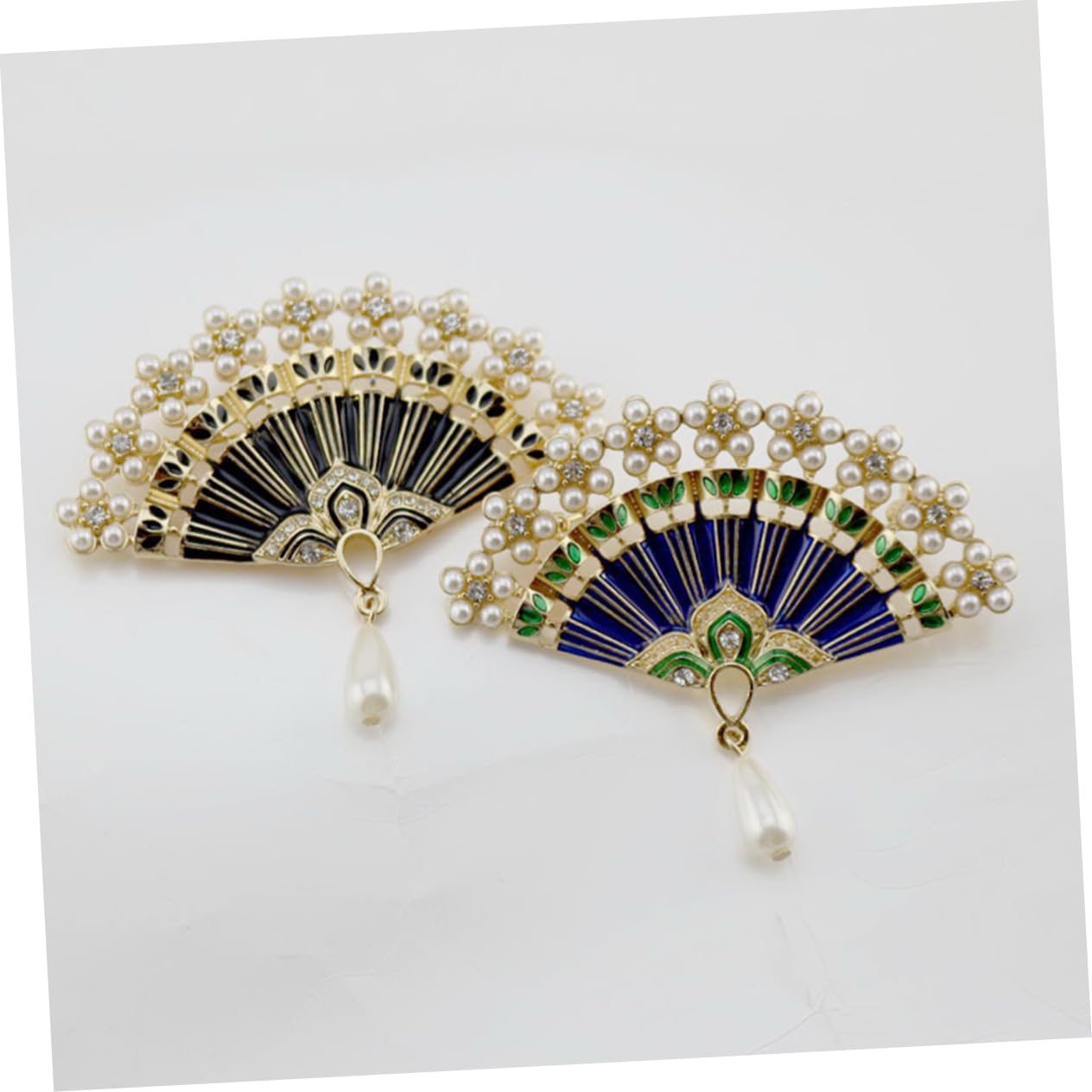 Fan Brooch Breastpin Pin Badges Blue