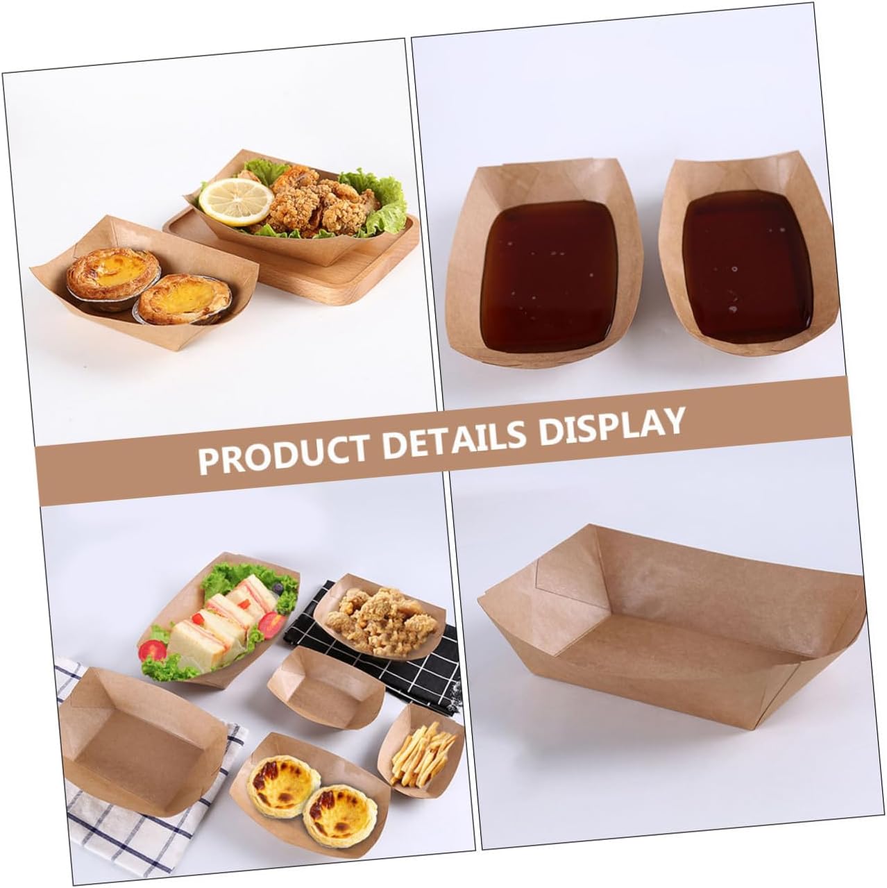 100pcs Disposable Kraft Paper Oil-proof Fried Snacks Container French Fries and Fried Chicken Takeout Boxes for Food Service and Catering