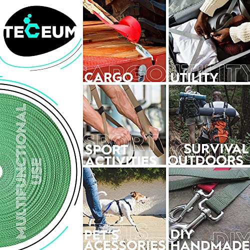 Image of TECEUM 1 Inch Webbing - Emerald Green - 10 Yards - 1 inch Webbing for Outdoors Indoors Crafting DIY nw