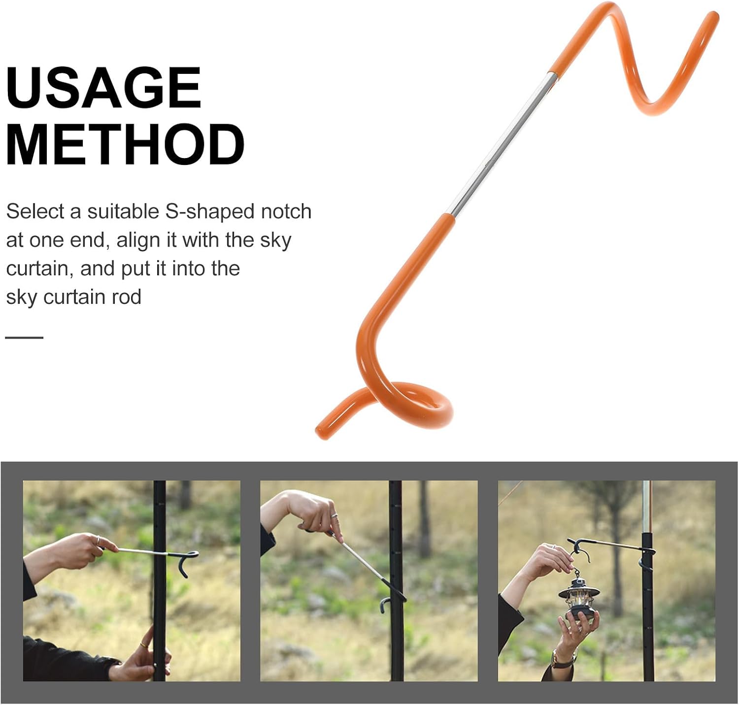 Camping Tent Light Hook, S Shape Lantern Hook Multi Functional
