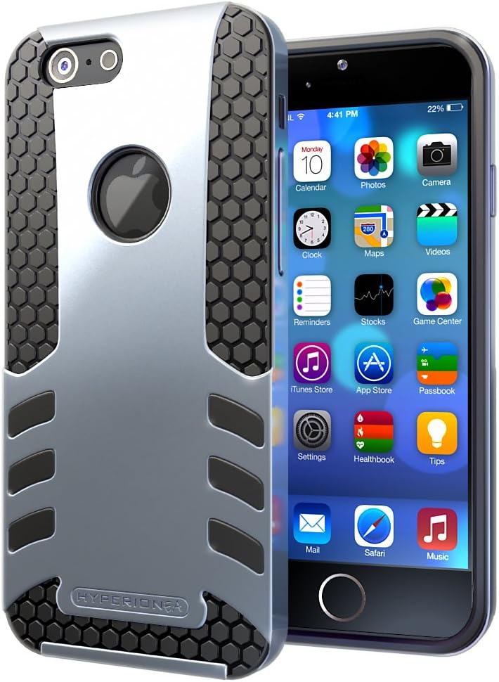 Hyperion Titan 2-piece Premium Hybrid Protective Case / Cover for Apple iPhone 6 (4.7 inch) Model Cell Phone (Fits all carriers of Apple iPhone 6 (4.7 inch) US and International models and carriers) NOT compatible with 5.5 inch model.2 Year NO HASSLE Warranty - SILVER
