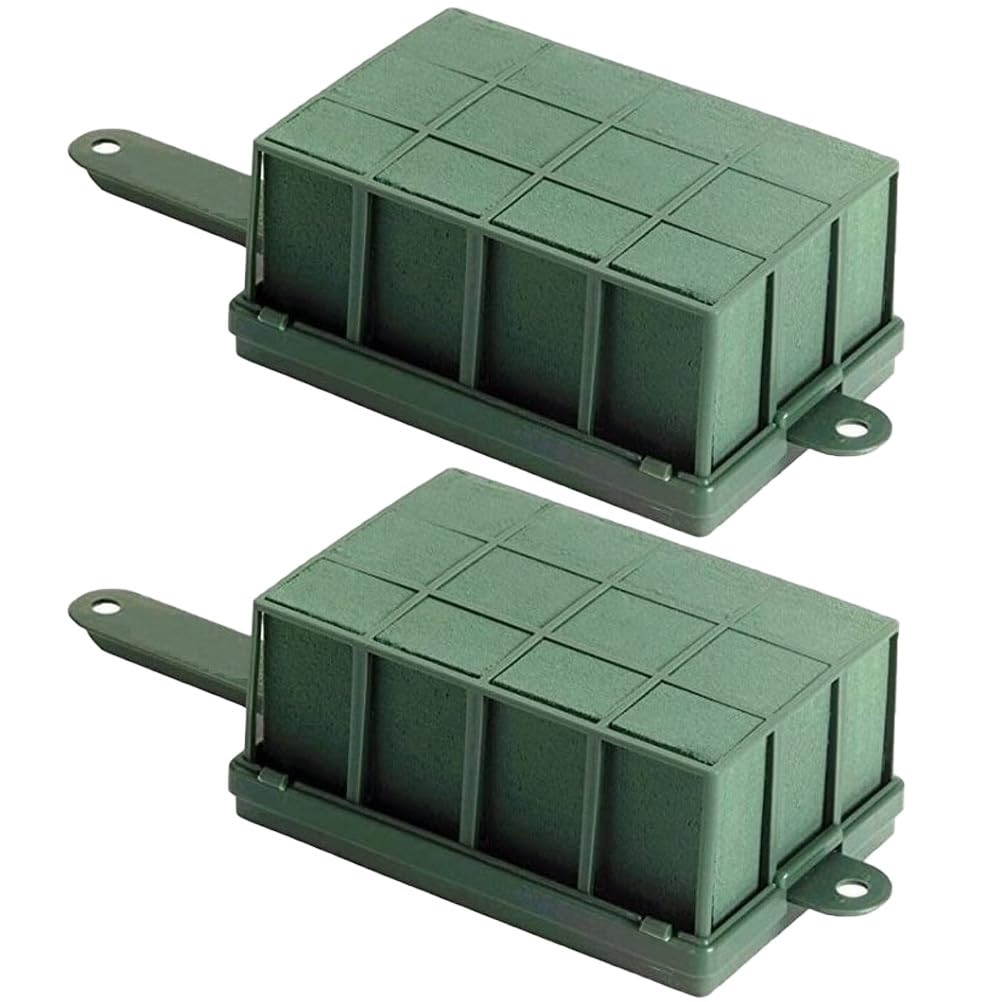 Muiltvoe 2Pcs Floral Foam Cages with Handle, Square Floral Foam Block Flower Arrangement Mud Holder for Fresh and Dried Flowers Arranging Accessories Tabletop and Wall Garden Outdoor Decoration