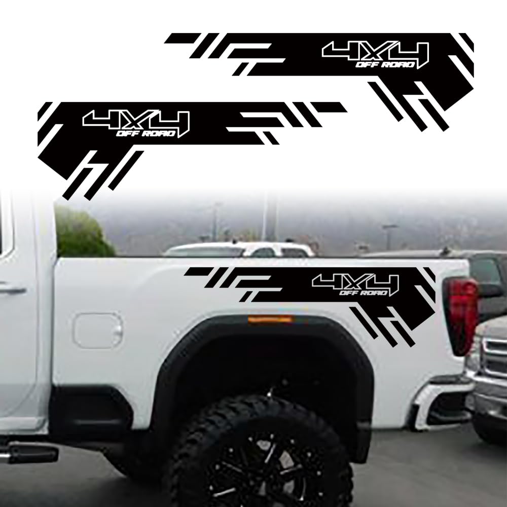 2Pcs 4X4 Off Road Car Body Side Sticker Compatible with Pickup Trucks, Sports Kit Vinyl Decal Decoration Exterior Accessories. (Black), 4X4ORH