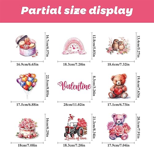 Miniatura 6 de 9 hojas de calcomanías de ventana para el día de San Valentín, diseño de oso de dibujos animados, decoración de ventana de doble cara de corazón