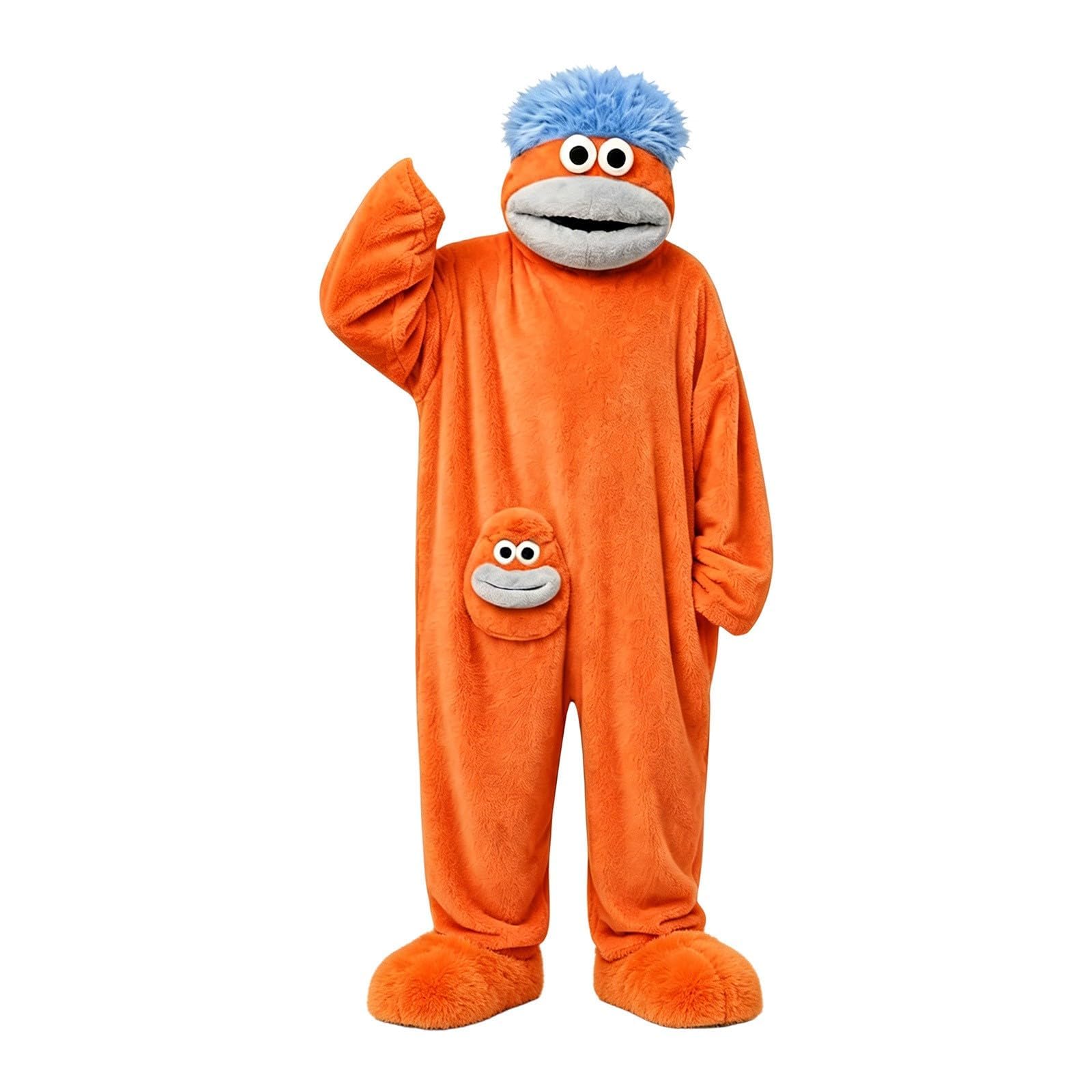 Silly Onesie Boys Girls Jumpsuit Unisex Ultra Soft Plush Hooded One Piece Overall Green Funny Monster Jumpsuits Silly Big Mouth Monster Jumpsuit for Movie Nights, Family Fun and Cozy Relaxing โ image 1