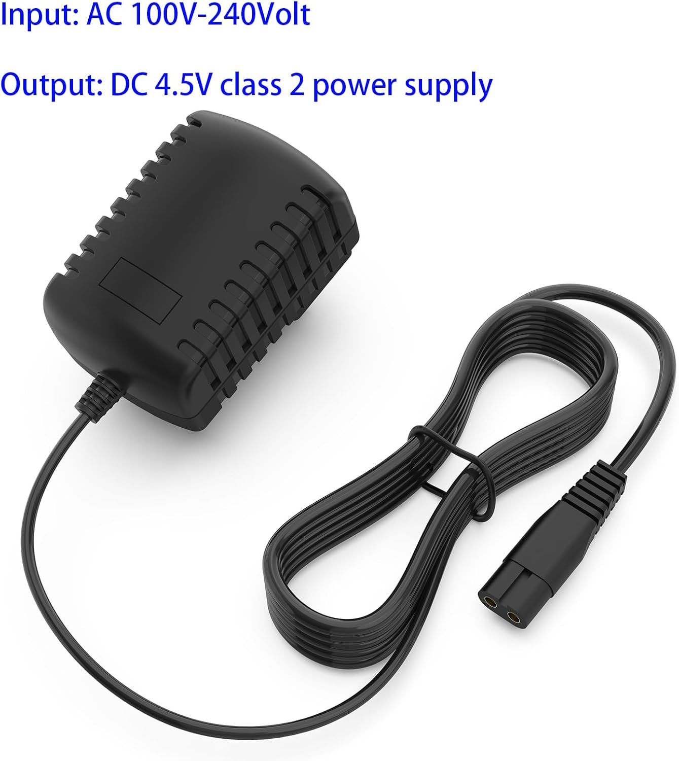 VOJSALDR D4.5V-1 charger showing input and output specifications