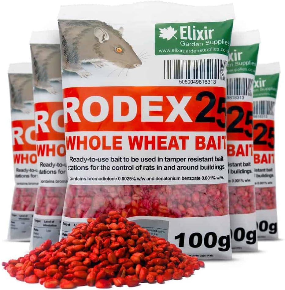 Rodex25 Whole Wheat Bait | Rat Poison Poisoning | Strongest Available Online | Ready to Use | 10 x 100g