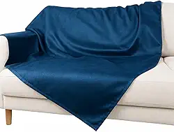 Manta Sued Aveludada para Sofá Grande Conforto e Sofisticação em Cada Toque(Azul,2 Lugares)