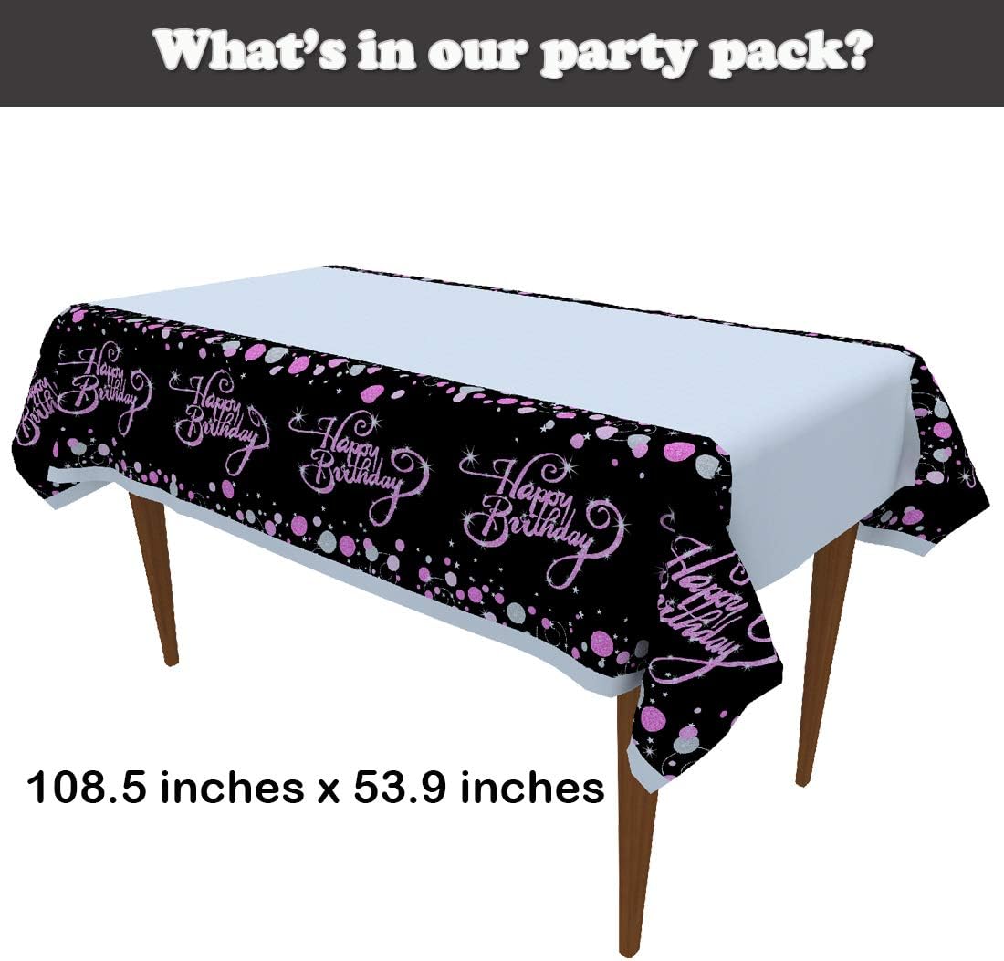 40th Birthday Party Supplies Set Serves 16 Guests(114 Pieces) for Women Disposable Tableware Kit Including 7”Plates,9”Plates, Banner, Cups, Napkins, Tablecloth, Spoons, Forks and Knives…