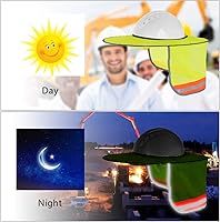Vista 6 de Casco de protección solar - Actualización de cobertura de cuello con visera completa y franja reflectante para cascos de construcción