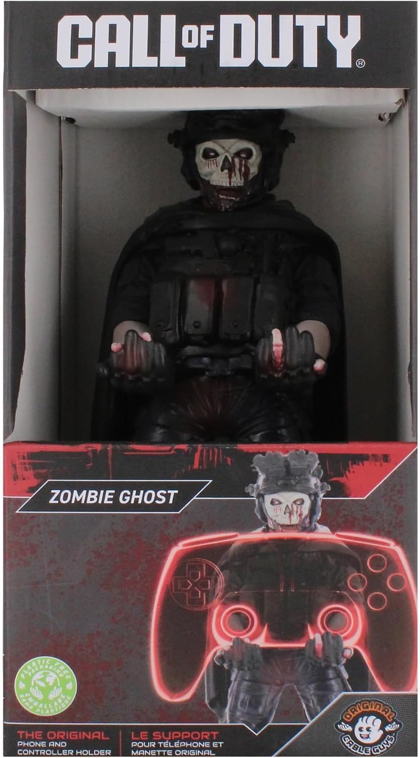 Exquisite Gaming: Call of Duty: Zombie Ghost - Controller originale Cable Guys e supporto per telefono, supporto per dispositivo da collezione, personaggio con licenza ufficiale