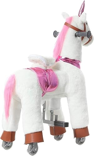 Miniatura 9 de JoJoPooNy Juguetes de unicornio para niñas, cabalga a caballo para niños de 6 a 14 años, animales de peluche con ruedas
