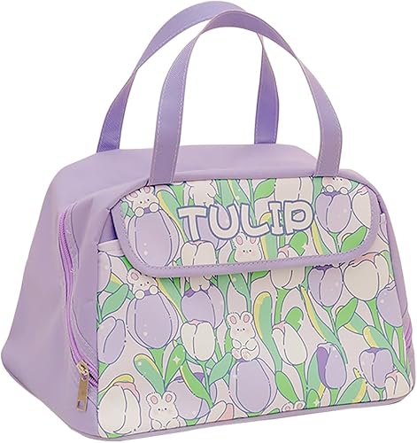 Bolsa de almuerzo Kawaii para picnic, bolsa grande con aislamiento para mujer, bolsa reutilizable para lonchera estética para bolsa caliente o fría