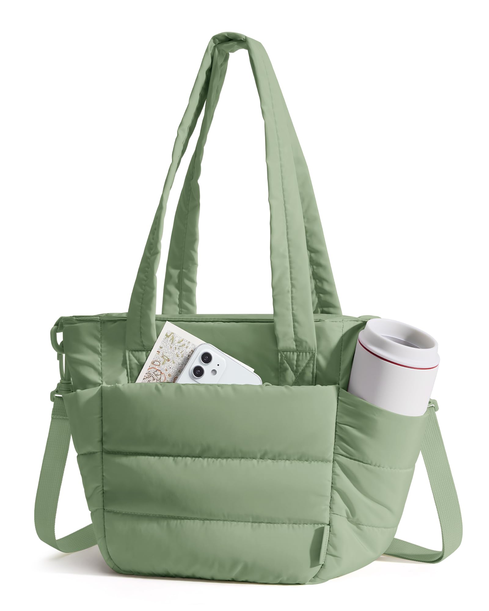 bagsmart Lunch Bag Women Small Insulated Tote with Lunch Compartment Quilted Lightweight Puffy Tote Bag for Work, Travel, Outdoor