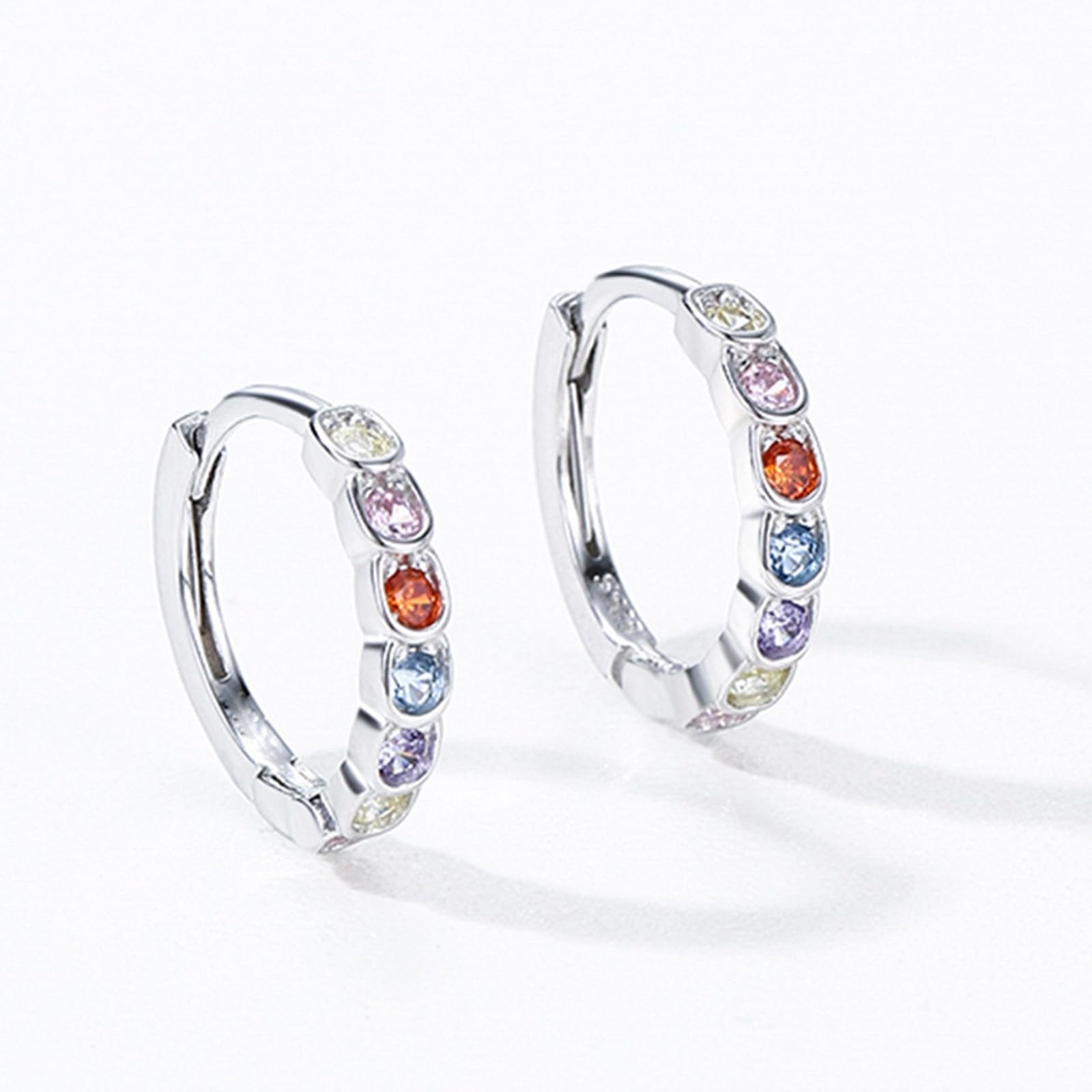 Wycian Pendientes de oro auténtico para mujer, piedras preciosas coloridas, pendientes dorados para mujer, piedras preciosas coloridas