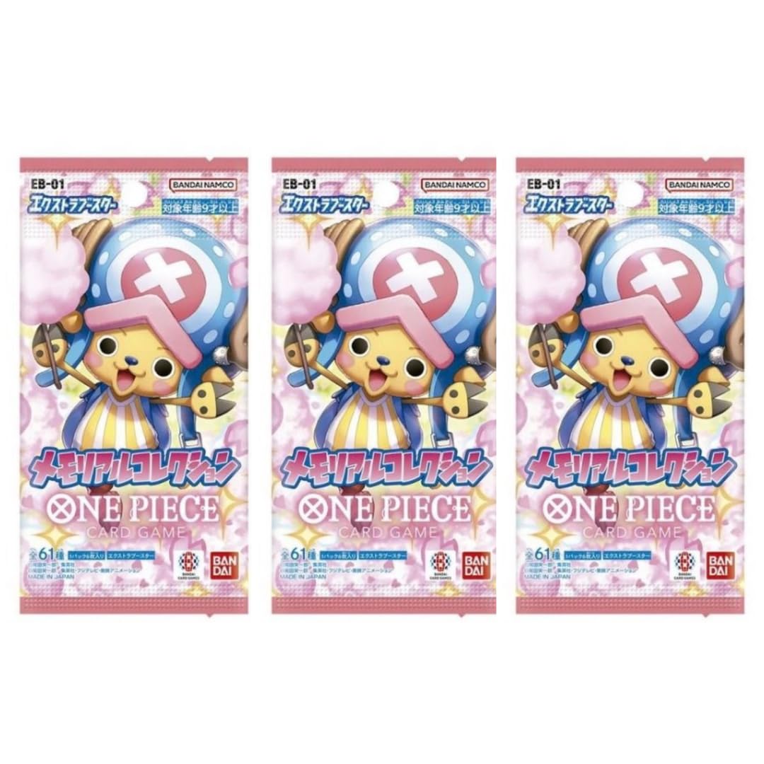 HEART FOR CARDS Memorial Collection EB-01 3 boosters de One Piece (3 Unidades, Incluye 6 Cartas Nuevas por Booster + Heartforcards