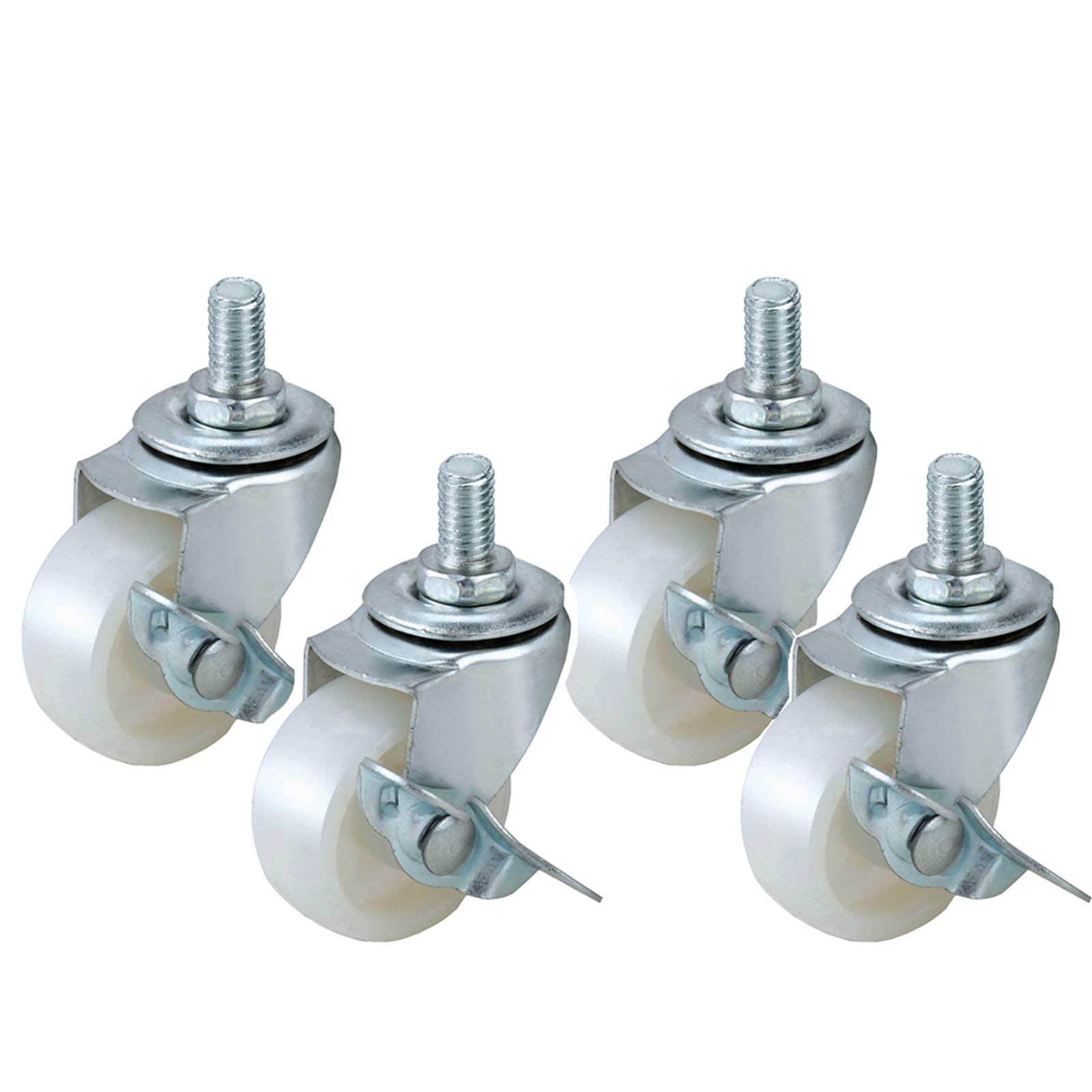 Roulettes pivotantes silencieuses blanches 50 mm avec roulement à billes M8