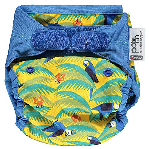 Close Pop-in – Cobertor para pañal de tela reutilizable de bambú estampado Parrot, cierre velcro talla única unisex bebé.