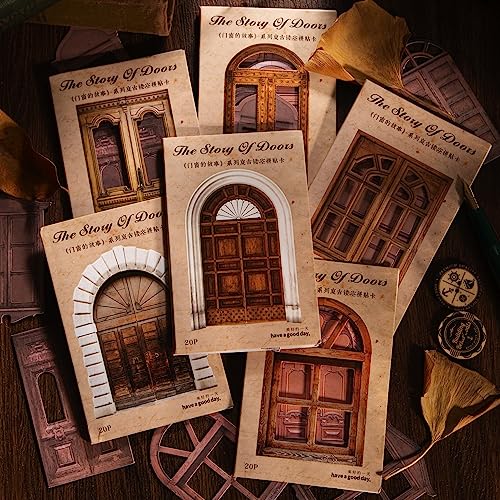 Papier de scrapbooking vintage fenêtres et portes Alideco 120 pièces pour loisirs créatifs
