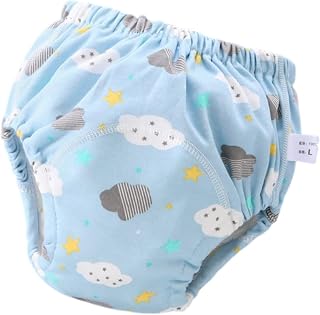 Hixingo Toddler Potty Training Pants Girls Boys, Reusable Toilet Training Pants for 1-6 Years 2 Pack Children Reusable Underwear Children Soft Absorbent Underwear Washable (Clouds,S)
