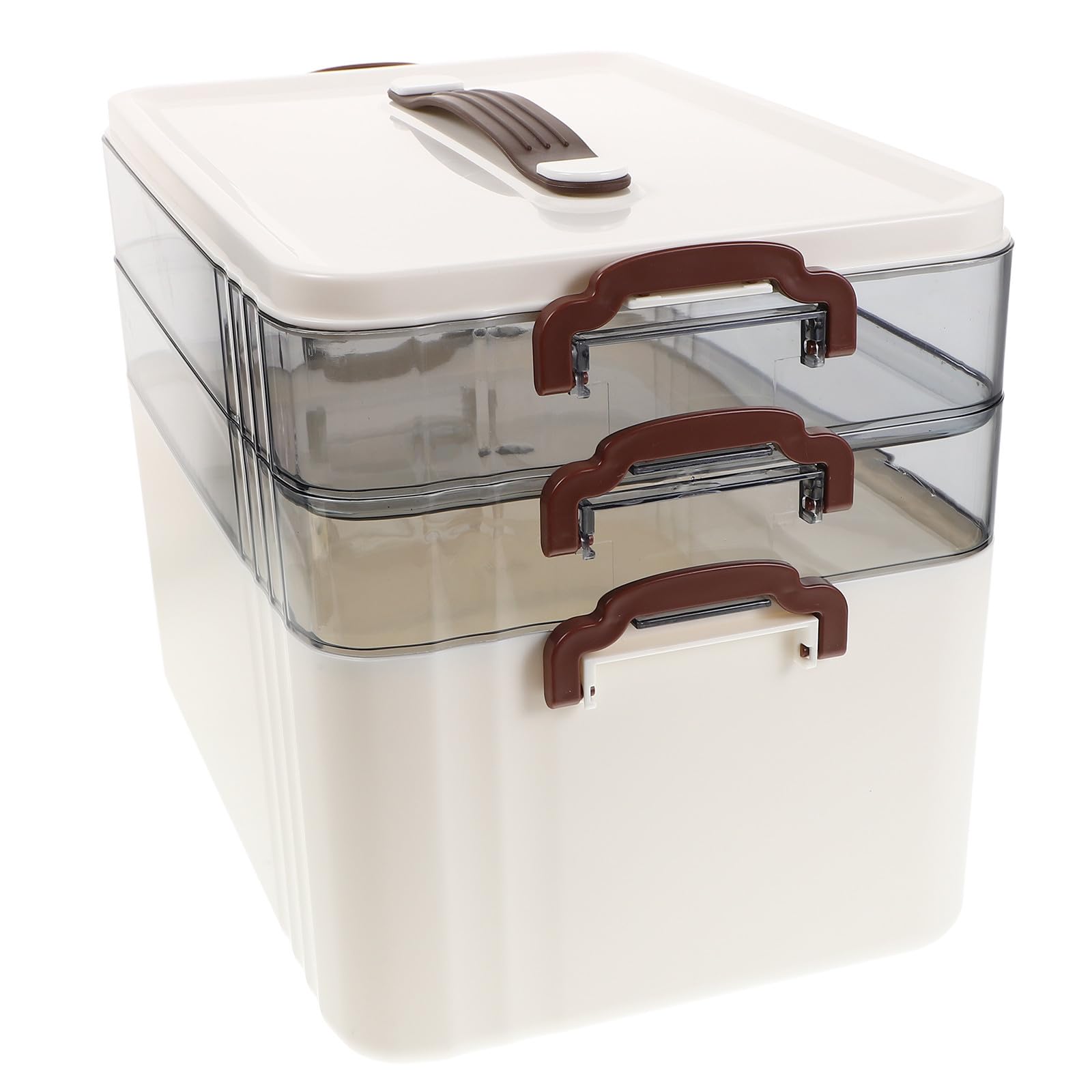 Caja Organizadora de Medicamentos con Cierre de Seguridad y Compartimentos Multilayer Gran Capacidad para Almacenamiento Familiar Portátil y Transparente para Botiquín Doméstico