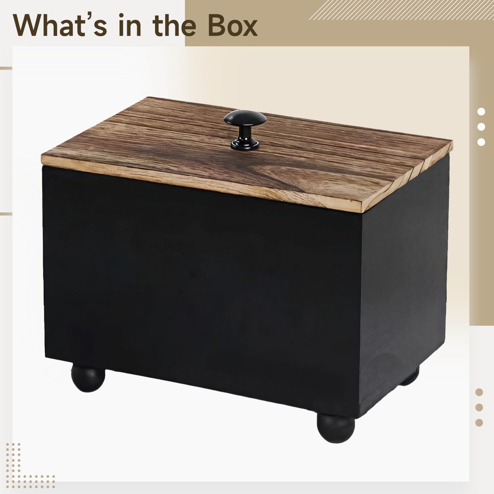 Generisch Tampon Organizer aus Holz für das Badezimmer, kompakte Aufbewahrungsbox mit Deckel, modernes Schwarz, 7,9 x 5,1 x 5,9 in, 20 x 13 x 15 cm, zur Ordnung von Tampons und kleinen Badartikeln